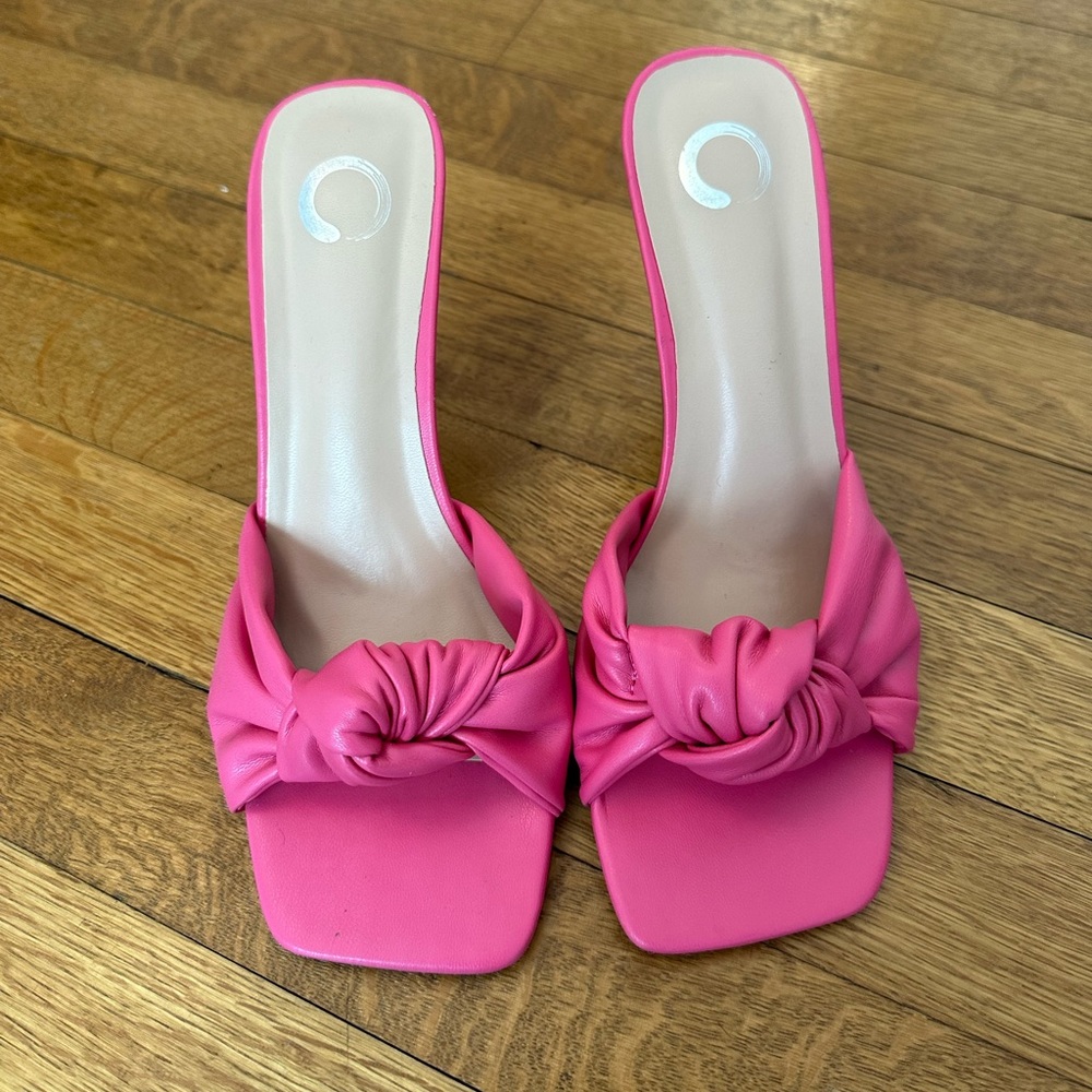Pink open-toe summer heel sandals - size 6 1/2